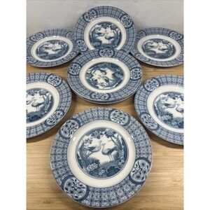Set of 9 Johnson Bros Mongolia Blue White 7" Bread Plates England